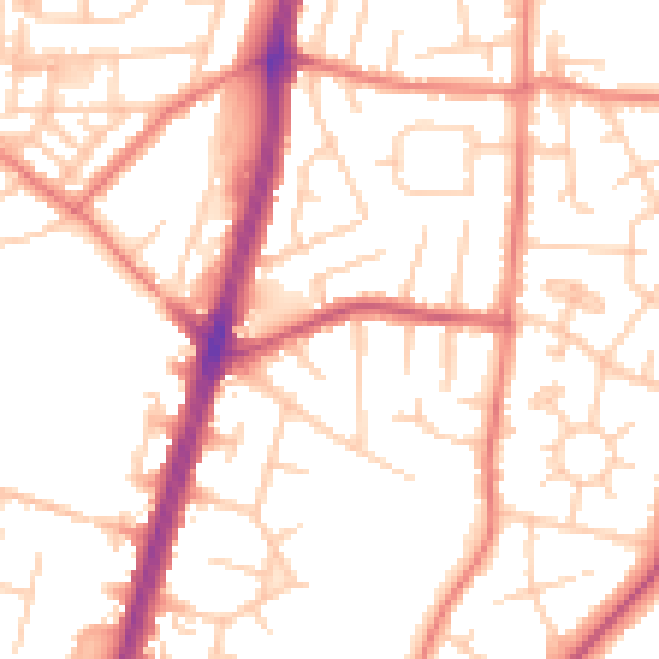 Daytime road noise heatmap for M19 1AU