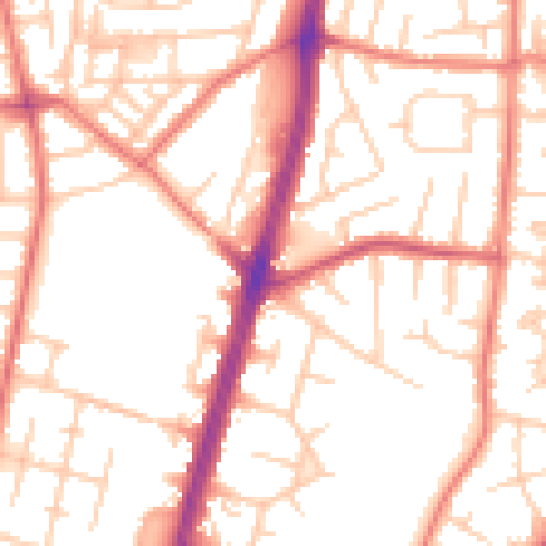 Daytime road noise heatmap for M19 1AX