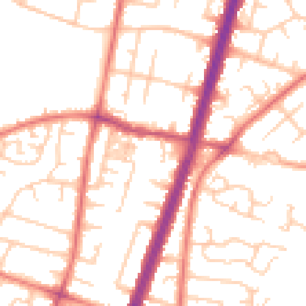 Daytime road noise heatmap for M19 1AY