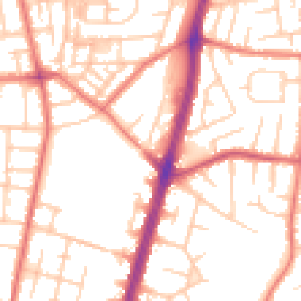 Daytime road noise heatmap for M19 1BA