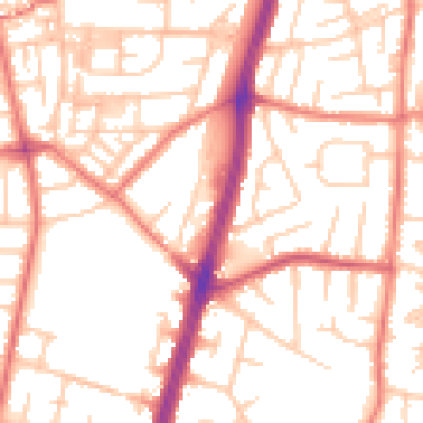 Daytime road noise heatmap for M19 1BB