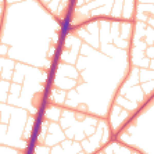 Daytime road noise heatmap for M19 1BG