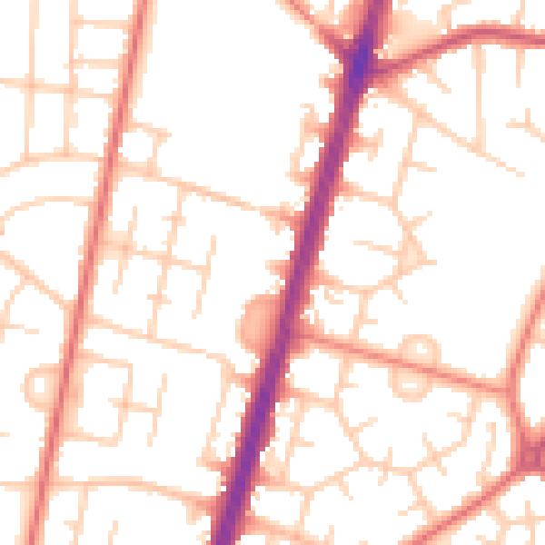 Daytime road noise heatmap for M19 1BL