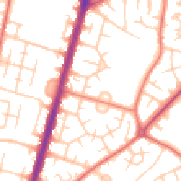 Daytime road noise heatmap for M19 1BT
