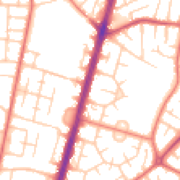 Daytime road noise heatmap for M19 1BW