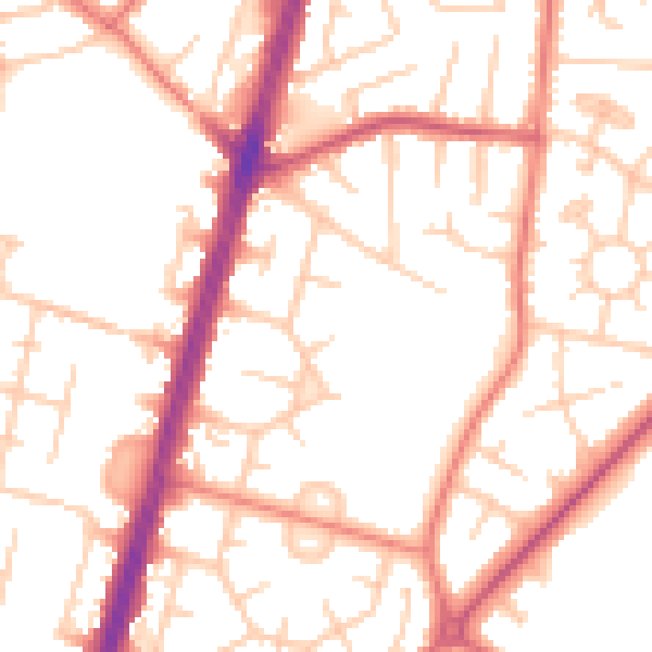 Daytime road noise heatmap for M19 1BX