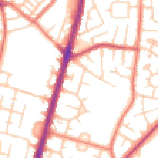 Daytime road noise heatmap for M19 1BZ