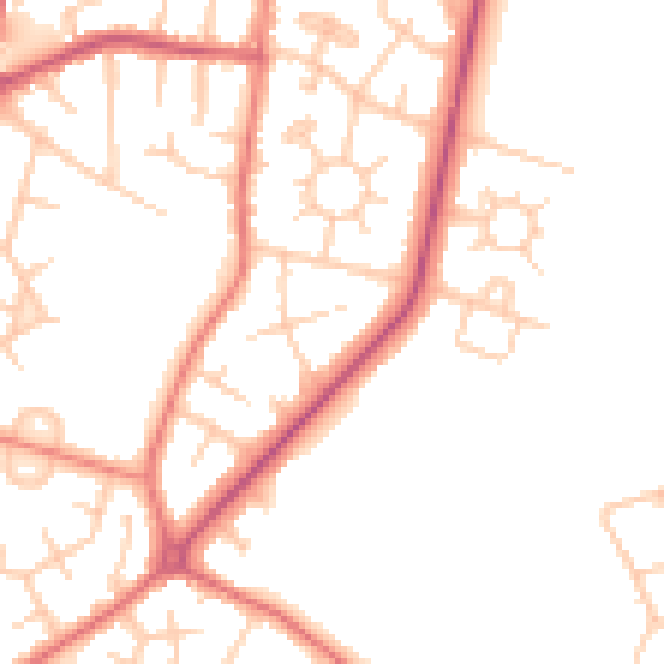 Daytime road noise heatmap for M19 1DW