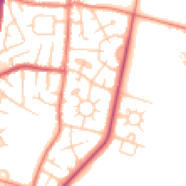 Daytime road noise heatmap for M19 1JZ