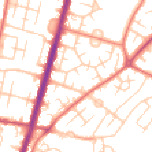 Daytime road noise heatmap for M19 1NU