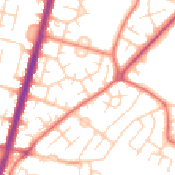 Daytime road noise heatmap for M19 1QG