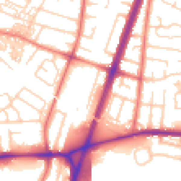 Daytime road noise heatmap for M19 1QN