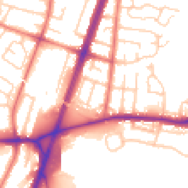 Daytime road noise heatmap for M19 1RP