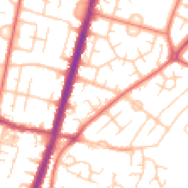 Daytime road noise heatmap for M19 1SJ