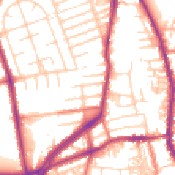 Daytime road noise heatmap for M19 2AP