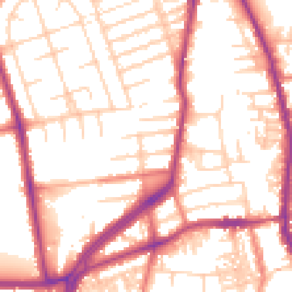 Daytime road noise heatmap for M19 2AZ