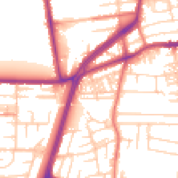Daytime road noise heatmap for M19 2BH
