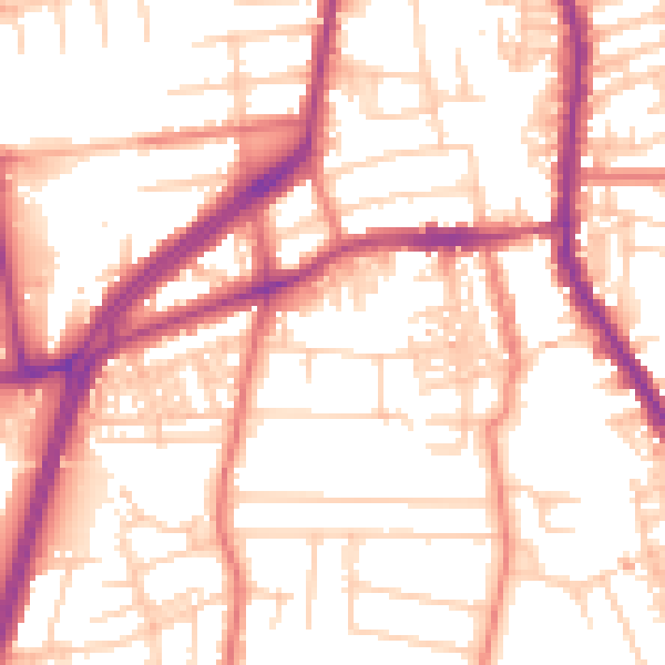 Daytime road noise heatmap for M19 2EY