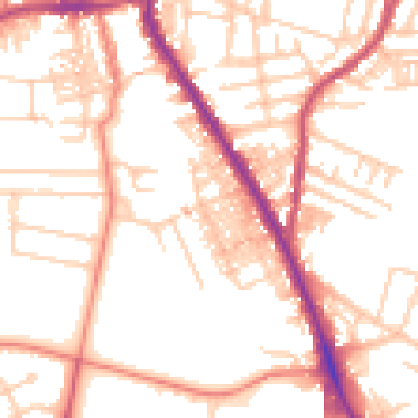 Daytime road noise heatmap for M19 2GG