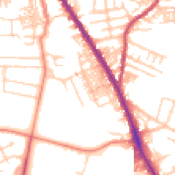 Daytime road noise heatmap for M19 2GU