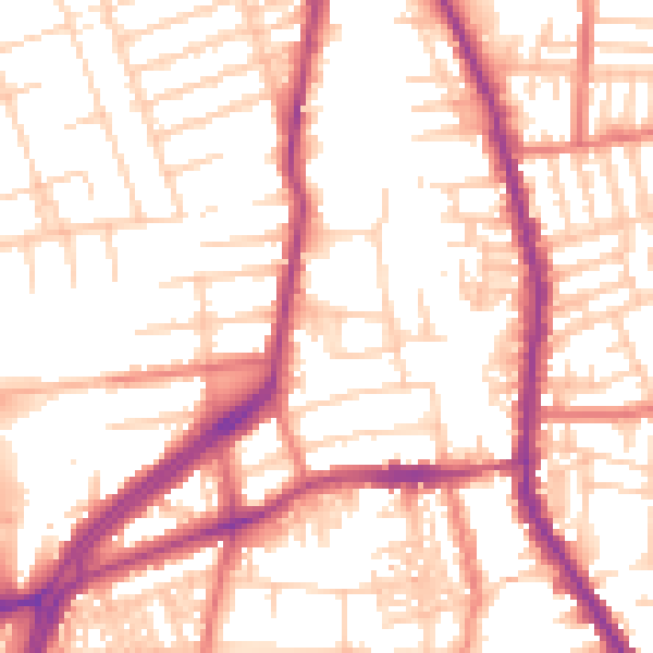 Daytime road noise heatmap for M19 2GX