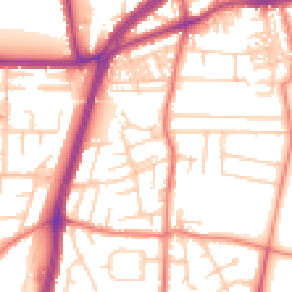 Daytime road noise heatmap for M19 2HU
