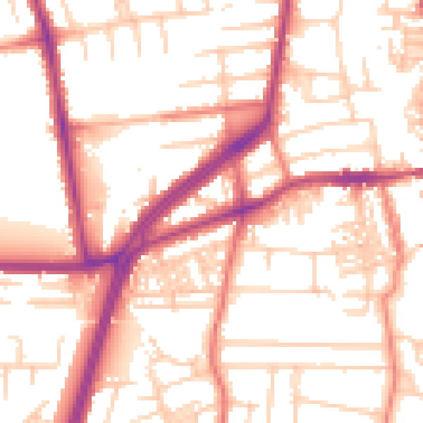 Daytime road noise heatmap for M19 2LJ