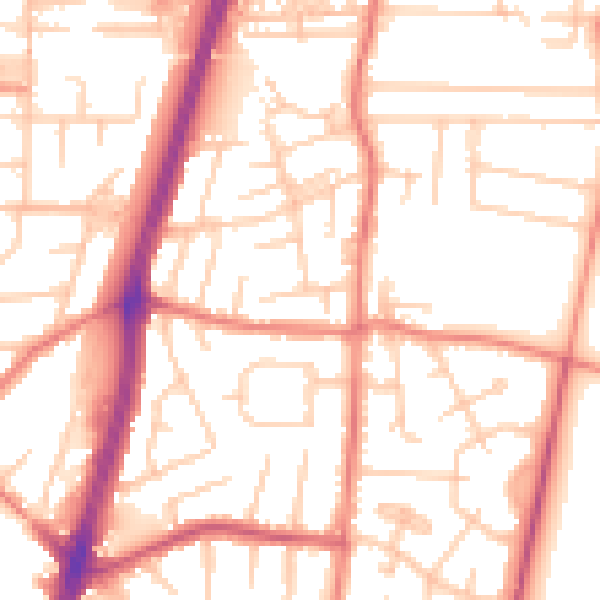 Daytime road noise heatmap for M19 2NW