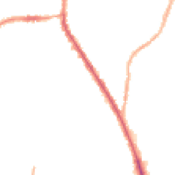 Night-time road noise heatmap for M19 2QA