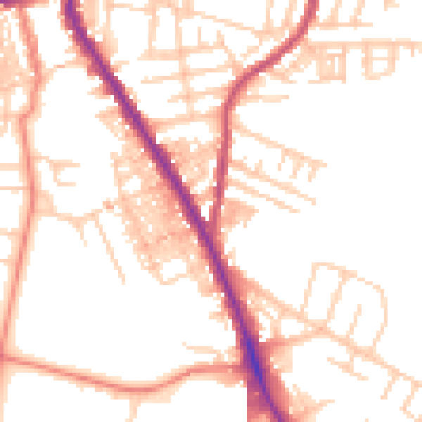 Daytime road noise heatmap for M19 2TN