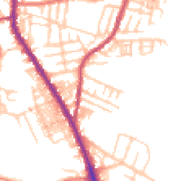 Daytime road noise heatmap for M19 2TZ