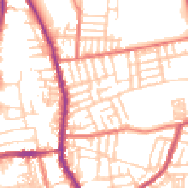Daytime road noise heatmap for M19 3DE