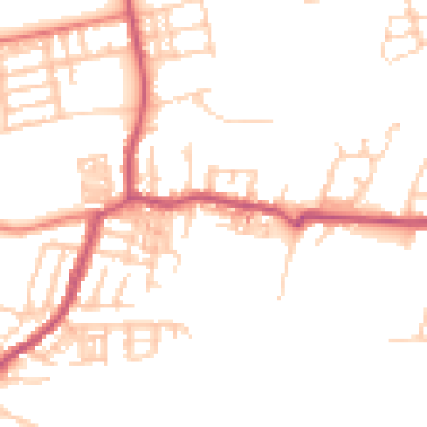 Daytime road noise heatmap for M19 3JE