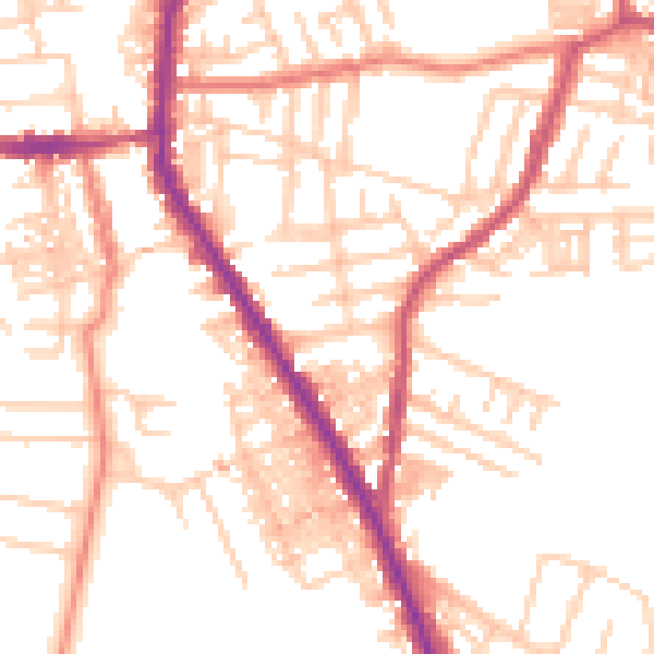 Daytime road noise heatmap for M19 3NX