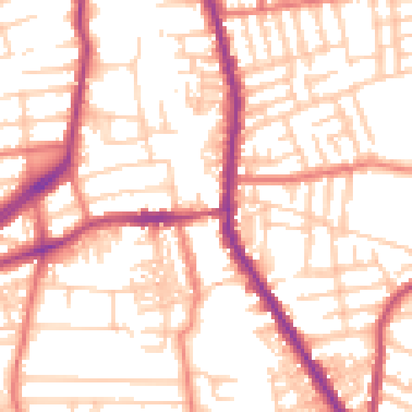Daytime road noise heatmap for M19 3PJ