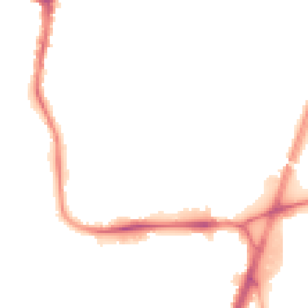 Night-time road noise heatmap for M20 5LN