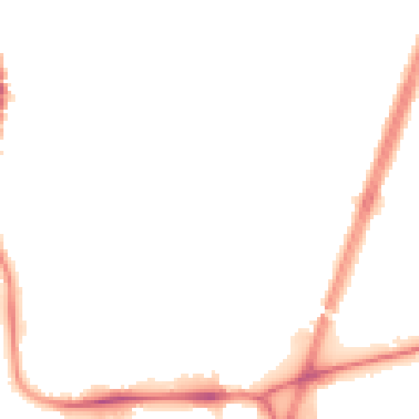 Night-time road noise heatmap for M20 6GN