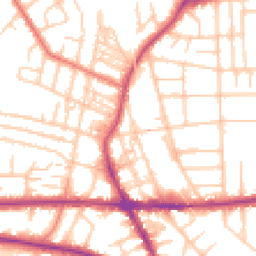 Daytime road noise heatmap for M21 0BG