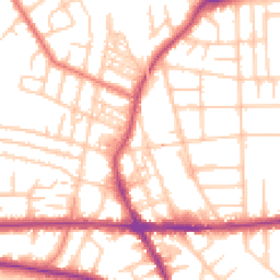 Daytime road noise heatmap for M21 0BN