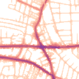 Daytime road noise heatmap for M21 0BQ