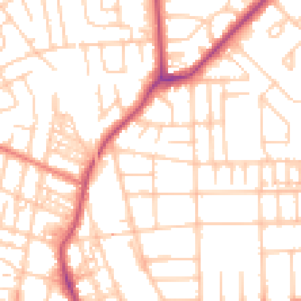 Daytime road noise heatmap for M21 0RN