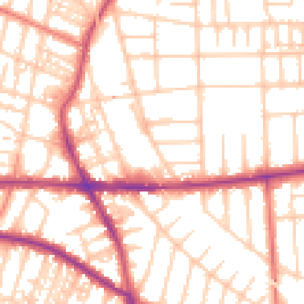 Daytime road noise heatmap for M21 0SB