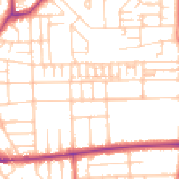 Daytime road noise heatmap for M21 0TG