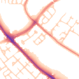 Daytime road noise heatmap for M21 7DE