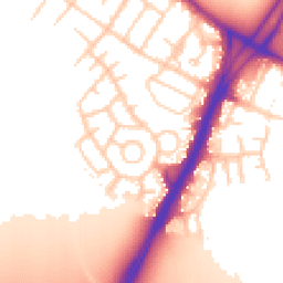 Daytime road noise heatmap for M21 7PJ