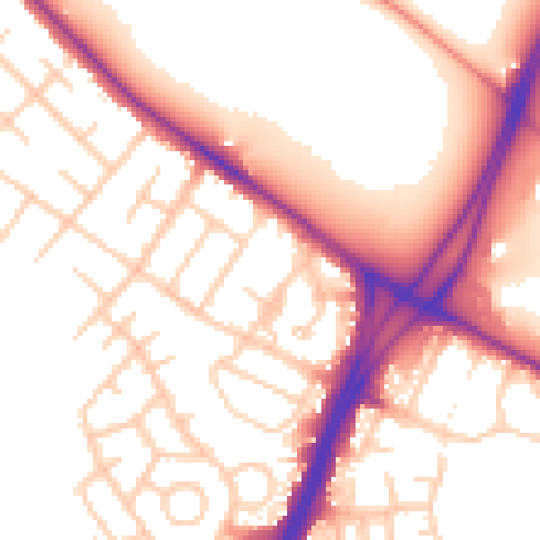 Daytime road noise heatmap for M21 7QT