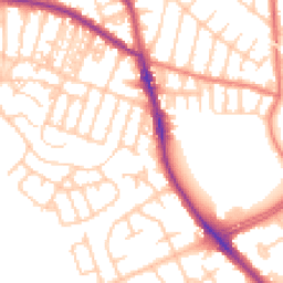 Daytime road noise heatmap for M21 8BZ