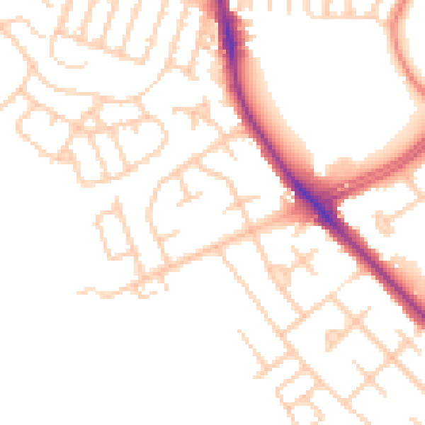 Daytime road noise heatmap for M21 8FX