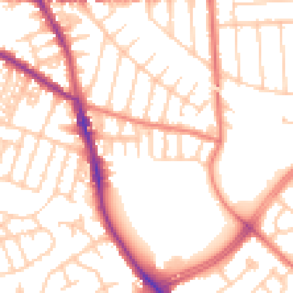 Daytime road noise heatmap for M21 8TU