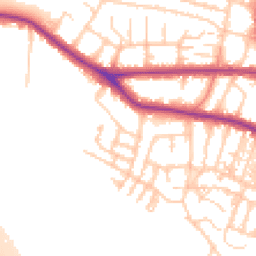 Daytime road noise heatmap for M21 9HB